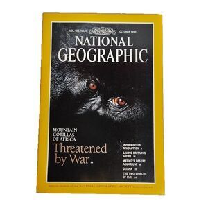 National Geographic Mountain Gorillas Of Africa Threatened by War October 1995